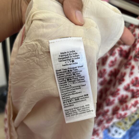 J.Crew Cap-sleeve midi dress in block print linen blend in warm sesame red NWT - Picture 5 of 5